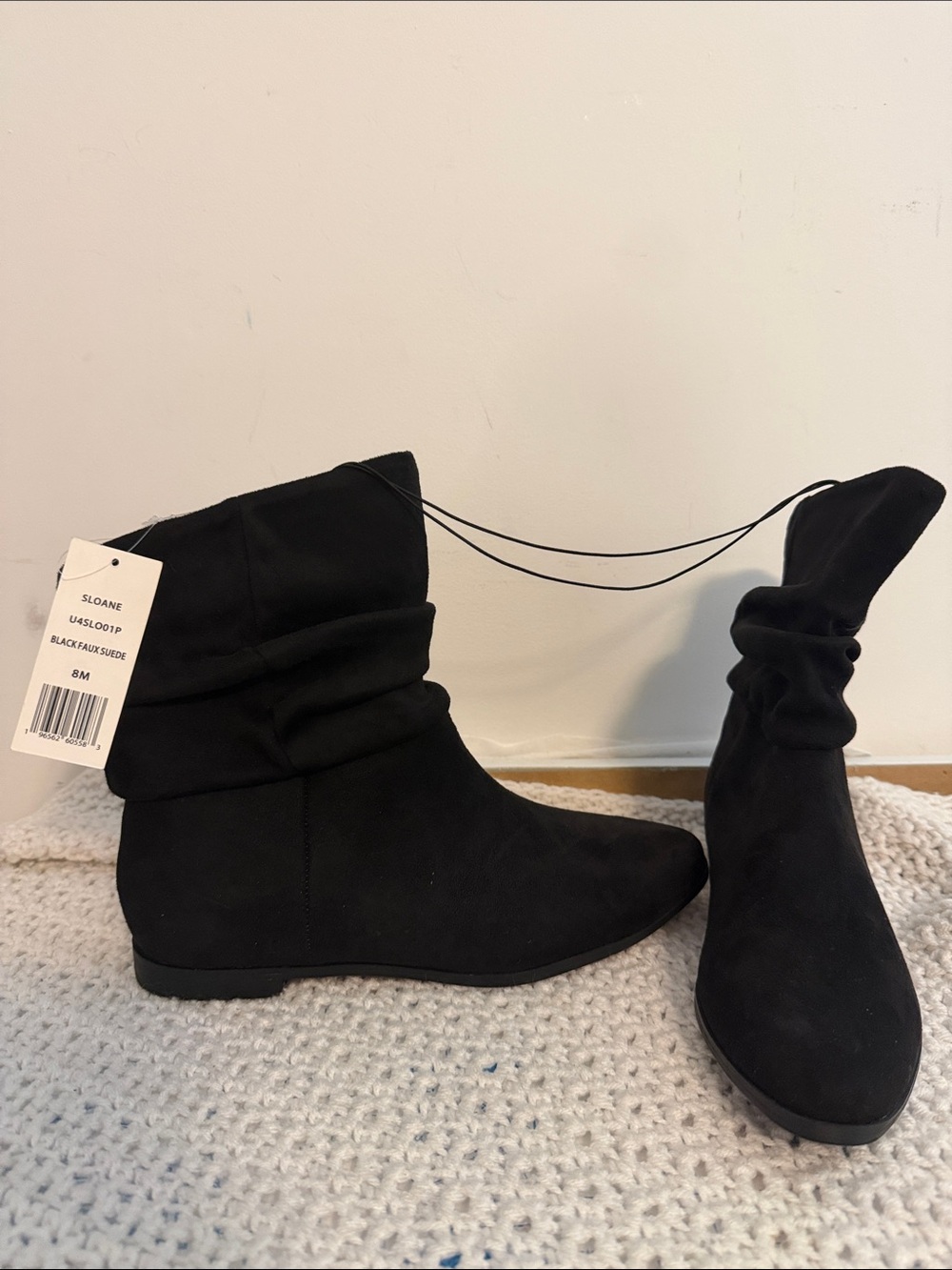 Unionbay Women's Black Faux Suede Slouch Ankle Boots size 8